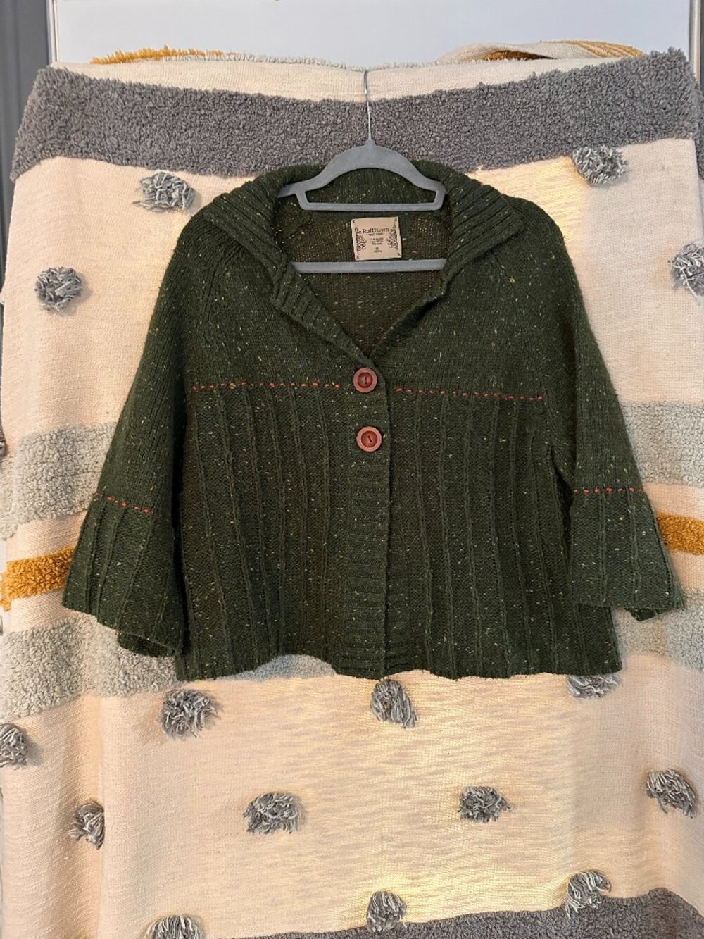 RuffHewn "Well Worn" cropped tweed cardigan sweater - Women's XL